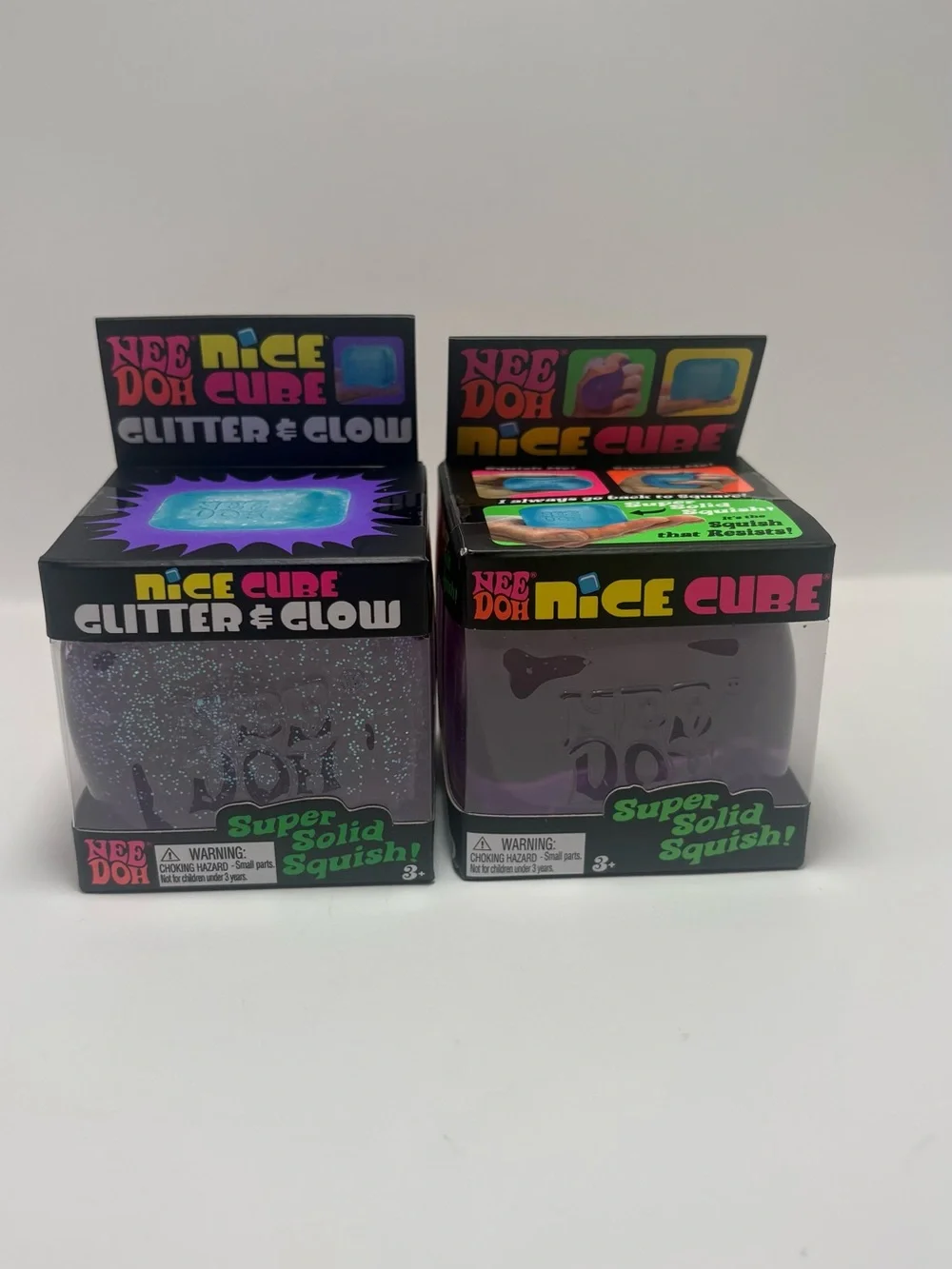 Nee doh Nice Glitter & Glow and Nice Cube Super solid squishy Set purple Color